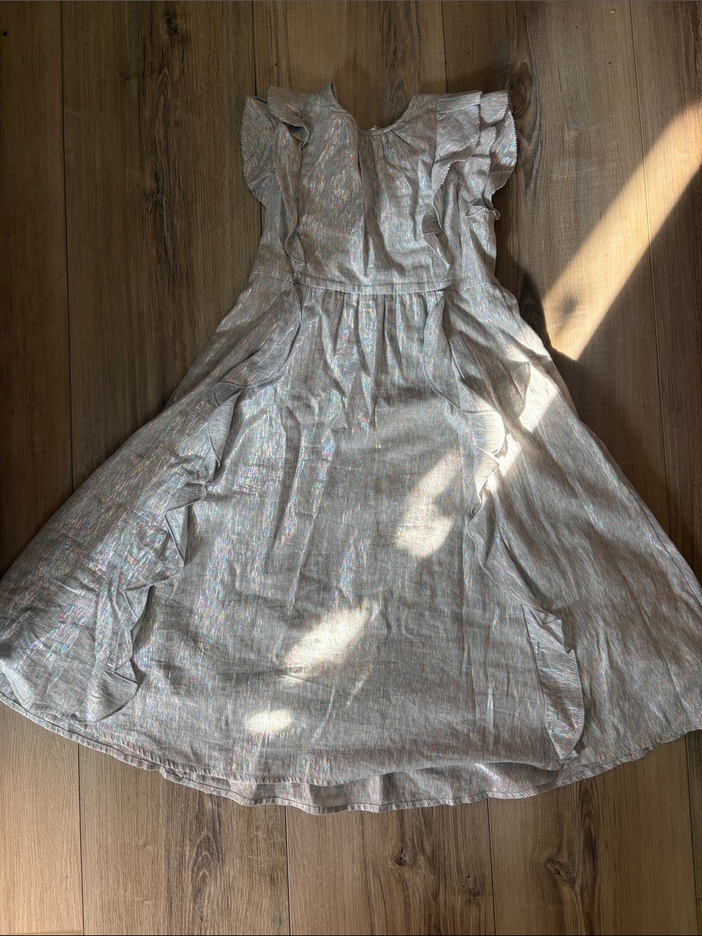 Crewcuts Silver Shimmer Ruffle Dress